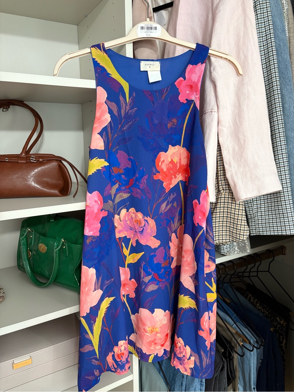 Everly Floral Mini Dress in Royal Blue and Pink